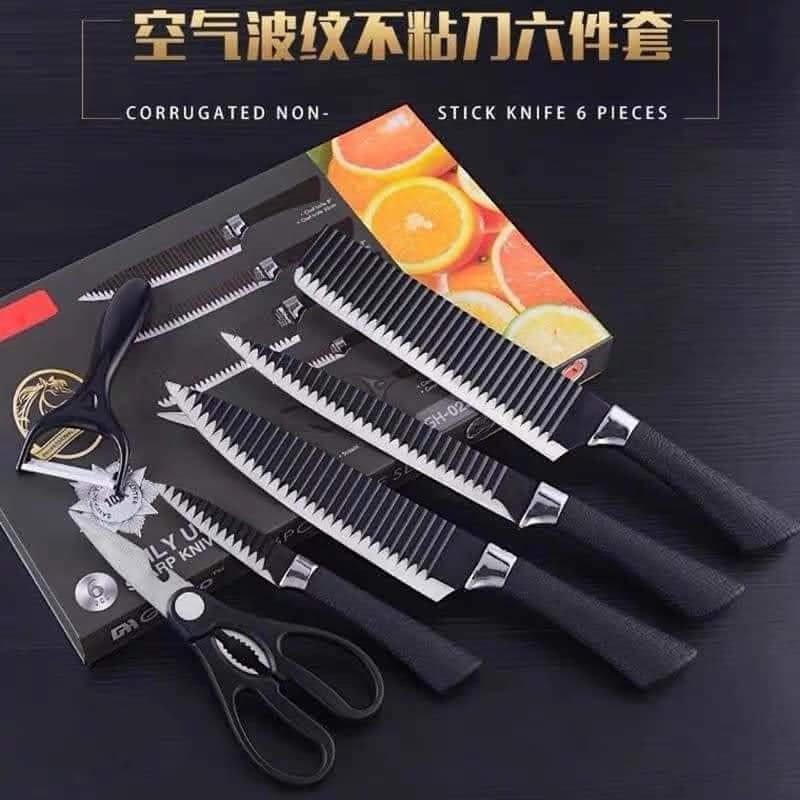 Bộ dao Nhật Lượn Sóng 6 món cao cấp công nghệ Nhật Asakh