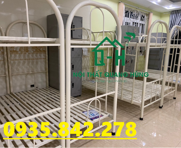 Giường sắt 2 tầng 1m màu kem miễn ship hồ chí minh