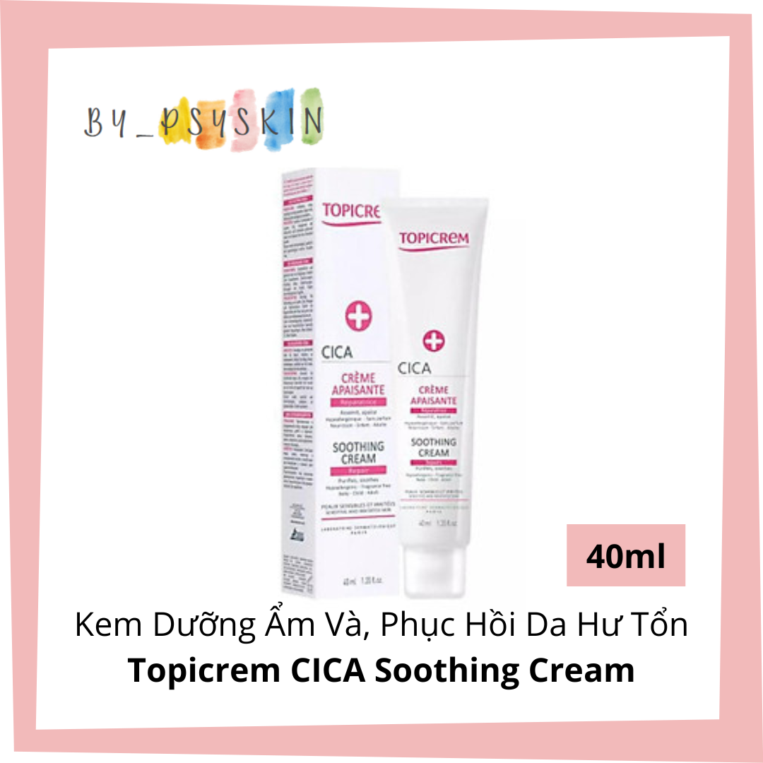 Kem dưỡng ẩm và, phục hồi da hư tổn topicrem cica soothing cream 40ml