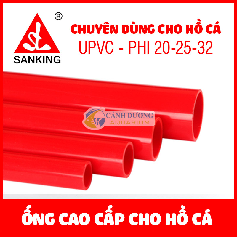 Ống SANKING màu đỏ UPVC Phi 20-25-32-40 cho hồ cá