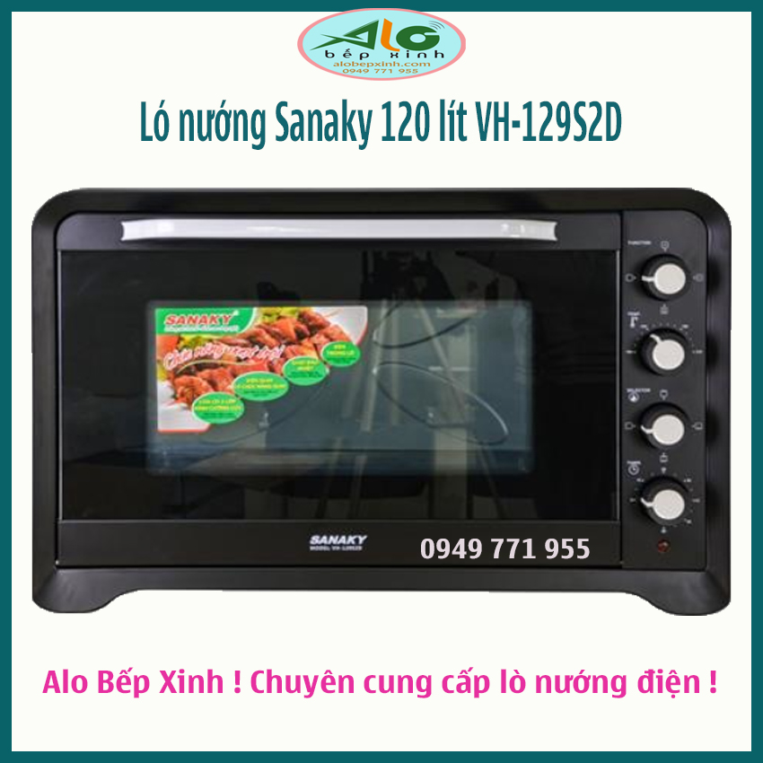Lò nướng Sanaky 120 lít VH 129S2D, Lò nướng bánh  công suất 2800W,  Có quạt đối lưu , Alo Bếp xinh