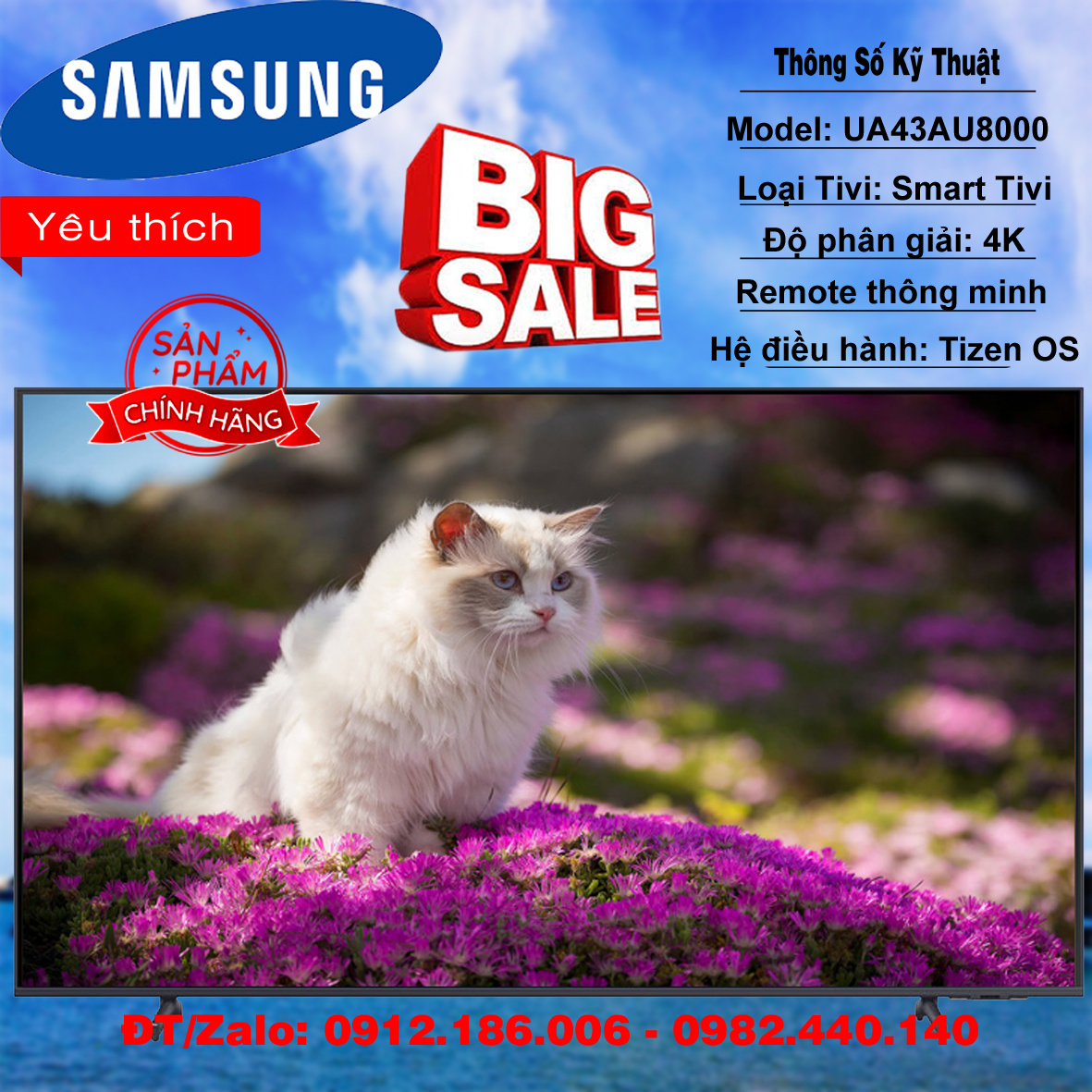 Smart tivi samsung 4k 43 inch au8000 crystal uhd - hàng chính hãng