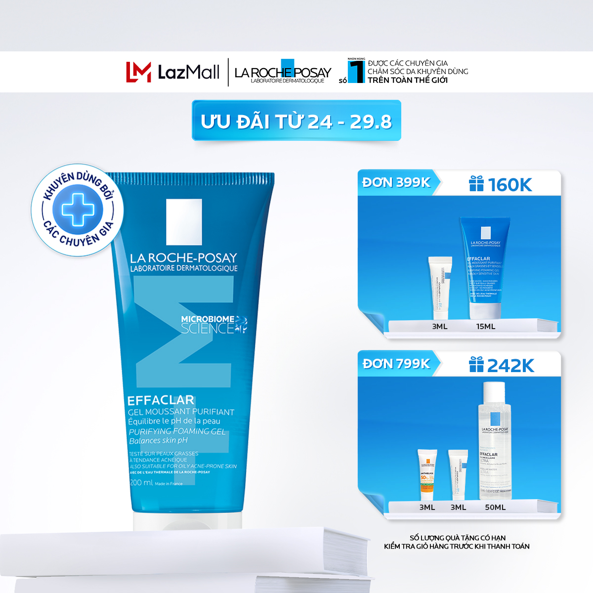 Gel rửa mặt cho da dầu nhạy cảm La Roche-Posay Effaclar Foaming Gel 200ml