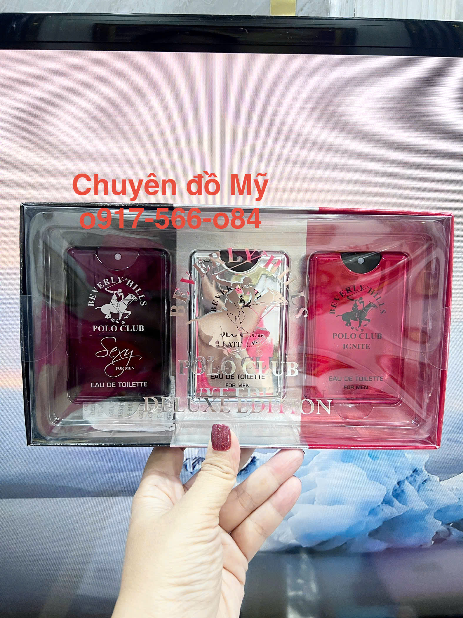 Bộ nước hoa bỏ túi chai dẹt Beverly Hills Polo Club For Men Sexy, Ignite, Platinum 3x20ml của Mỹ