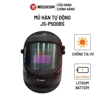 Mũ hàn điện tử js-p500bs - jasic, chính hãng, chống tia uv, pin 600-1200mah lithium battery