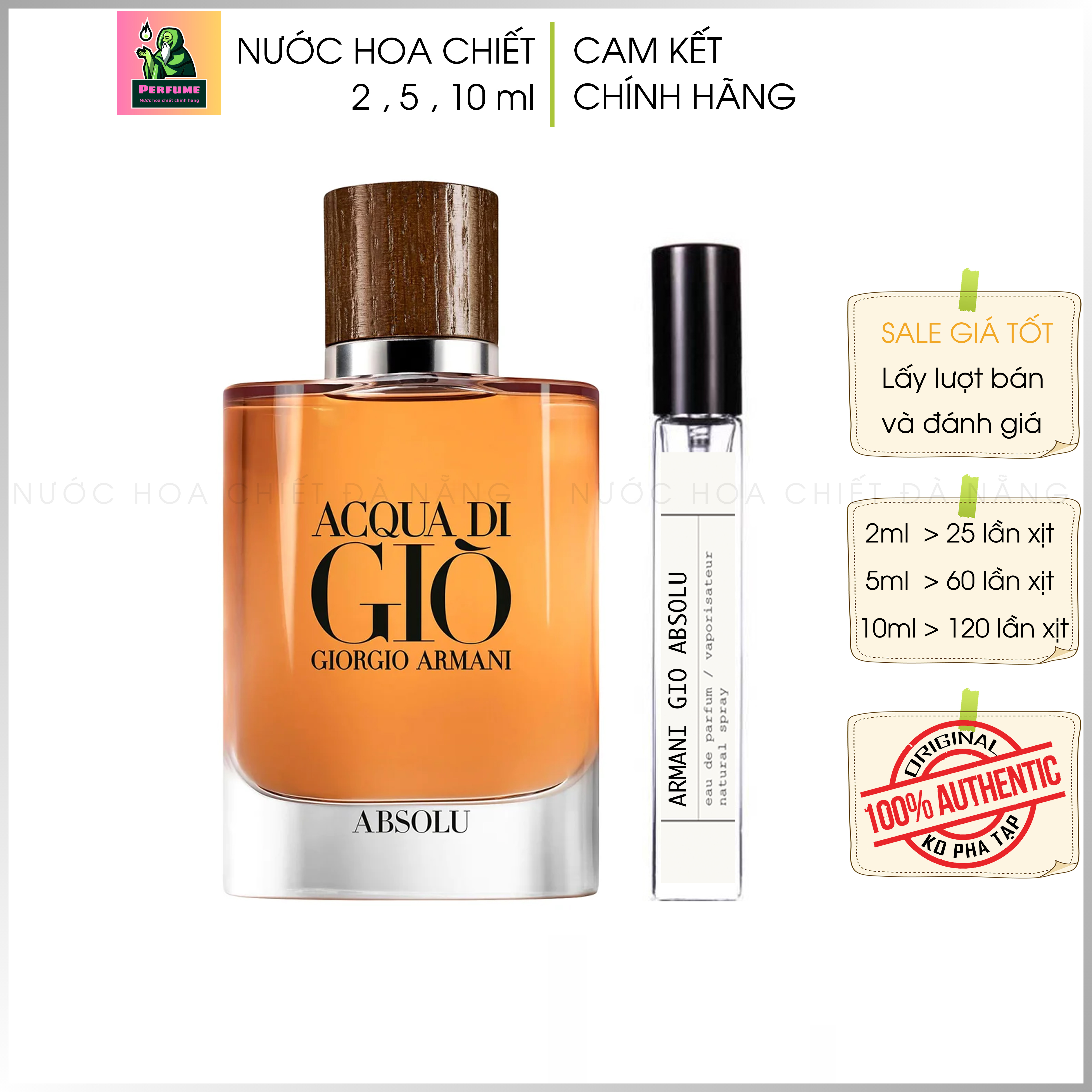 Nước hoa armani acqua di gio absolu gio nâu chiết 2 5 10ml || cam kết chính hãng