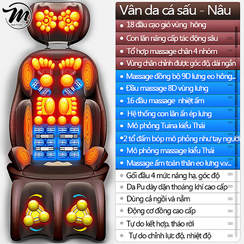[HCM]Ghế massage toàn thân Ghế đệm massage toàn thân rung đa năng Thiết bị massage vai gáylưng toàn thân gia dụng dành cho người lớn tuổi