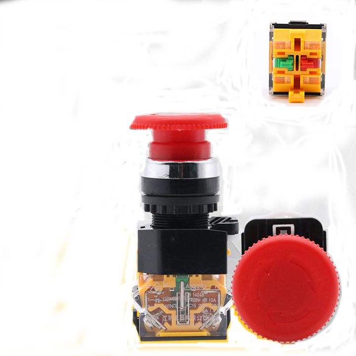 Nút nhấn dừng khẩn cấp la38-11zs phi 22mm , công tắc khẩn cấp tự khóa 1no 1nc