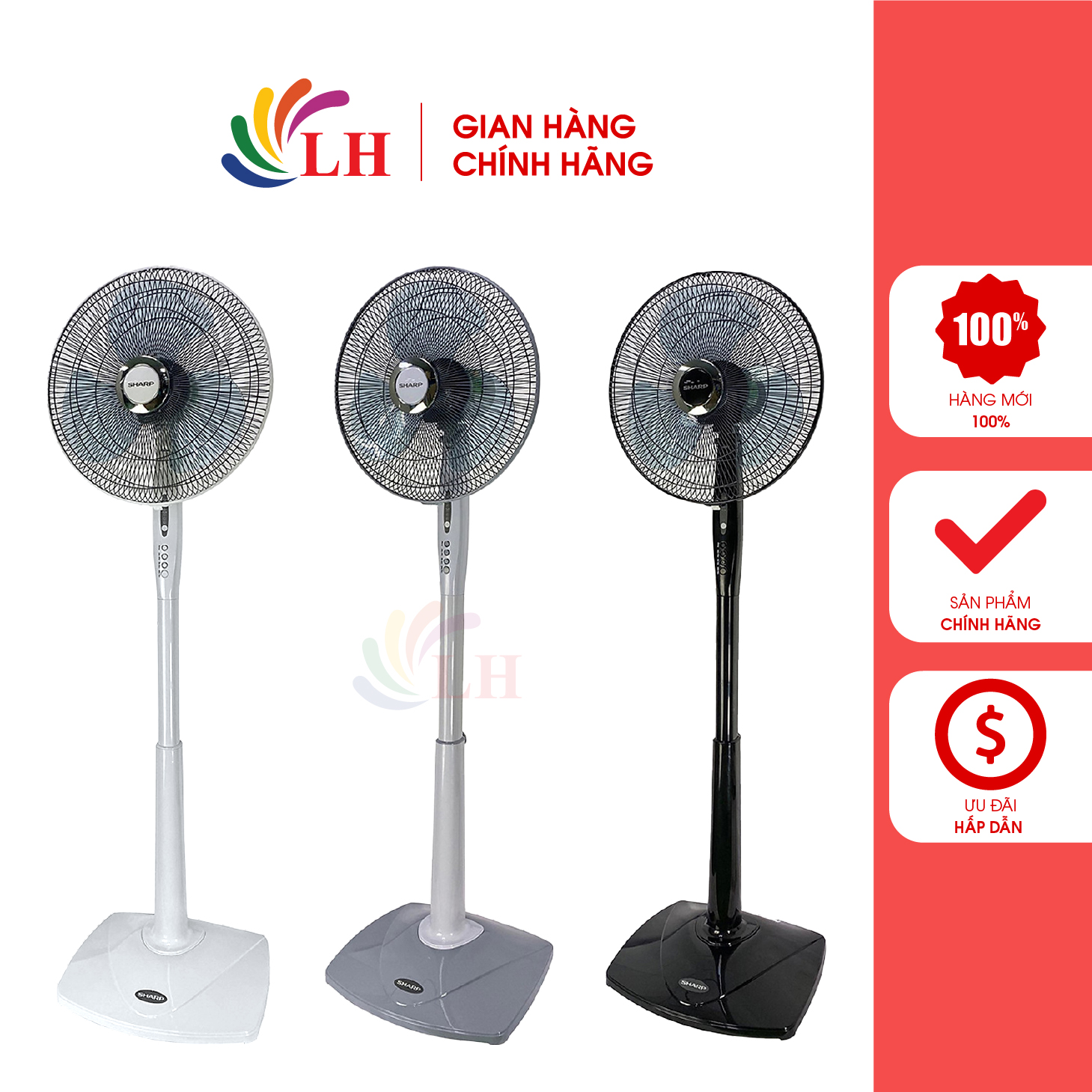Quạt đứng sharp pj-s40rv - hàng chính hãng - tính năng thông minh, công suất 50w, 3 tốc độ gió