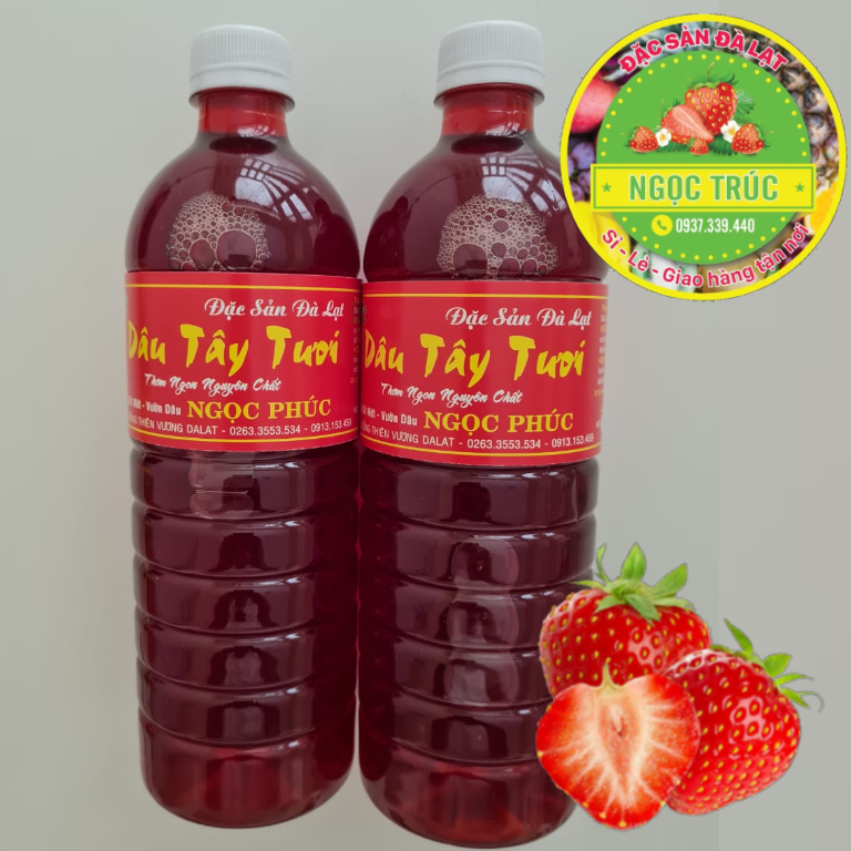 Combo 2 chai nước cốt dâu tây thơm ngon- đặc sản đà lạt