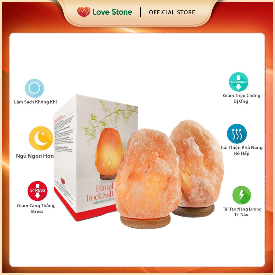 Bộ 2 đèn đá muối tự nhiên himalaya love stone