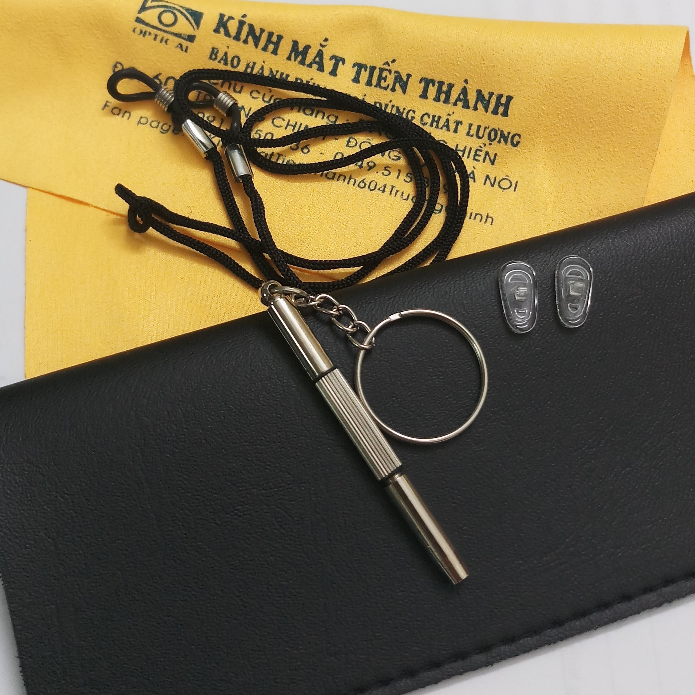 Bộ Phụ Kiện Tua Vít 3 Trong 1, Chân Ve (Miếng Đệm Mũi), Dây Đeo Kính (Chống Mất, Rơi Kính) - Kính Mắt Tiến Thành