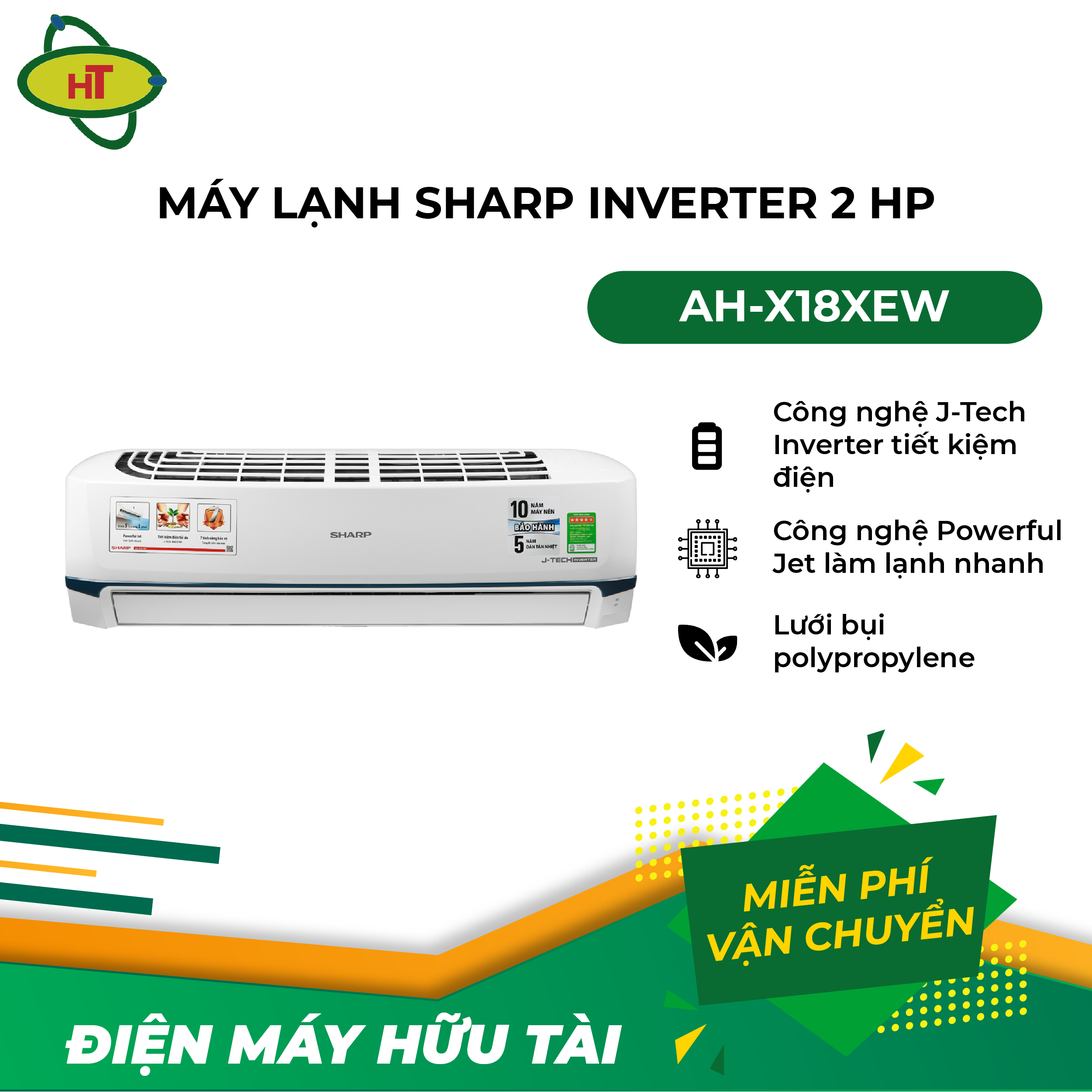 Máy lạnh Sharp Inverter 2 HP AH-X18XEW