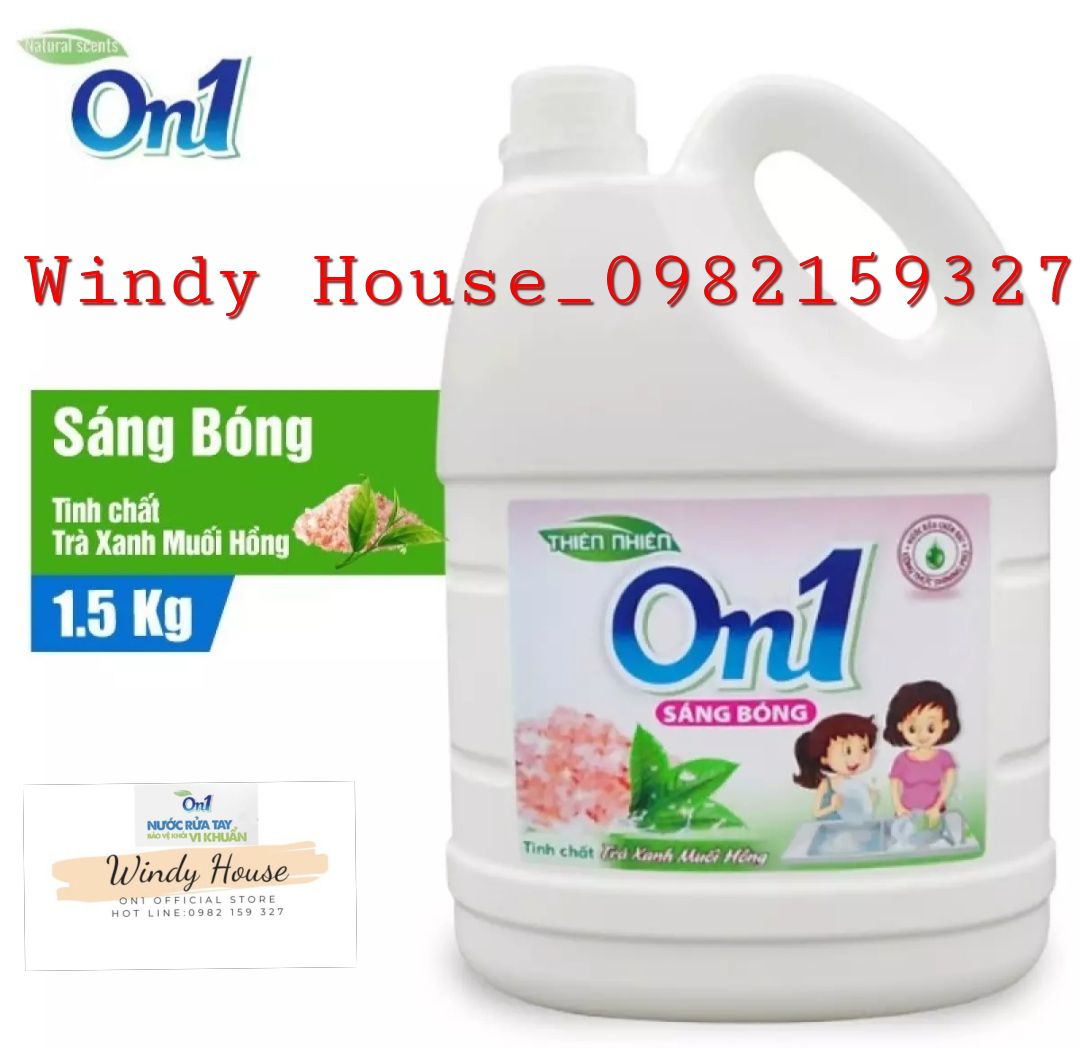 Nước rửa chén on1 hương muối hồng trà xanh 1.5kg - sạch bóng vết dầu mỡ
