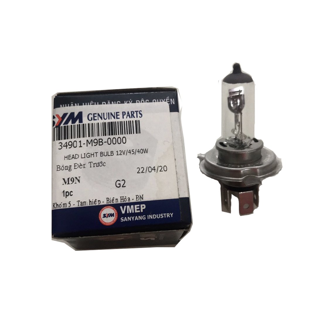 Bóng đèn pha xe attila 125 12v/45/40w chính hãng sym
