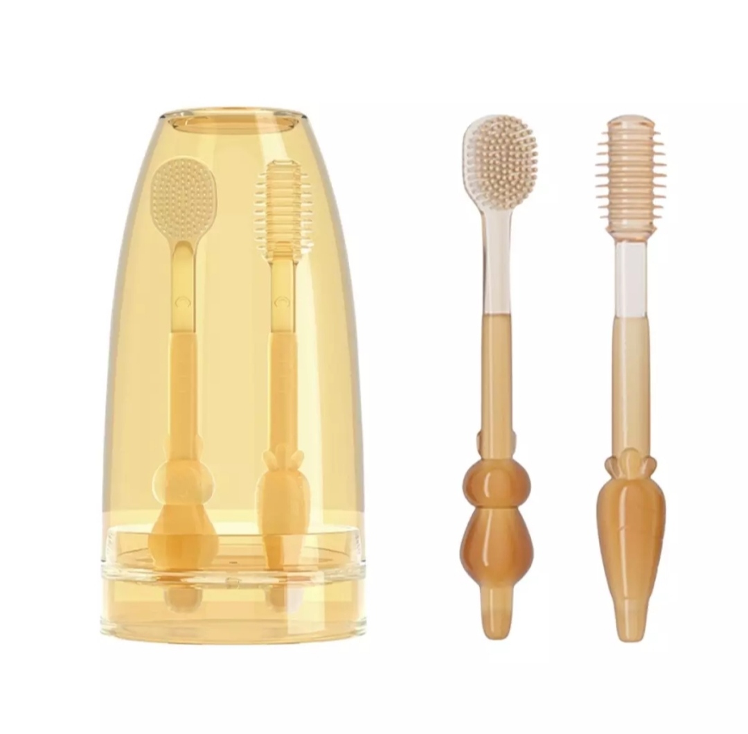 Set rơ lưỡi - bàn chải silicon cao cấp cho bé từ 0 đến 18 tháng