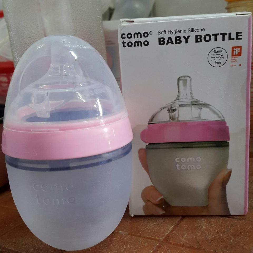 Bình sữa comotomo siêu mềm 150ml  tặng kẹp chống muỗi