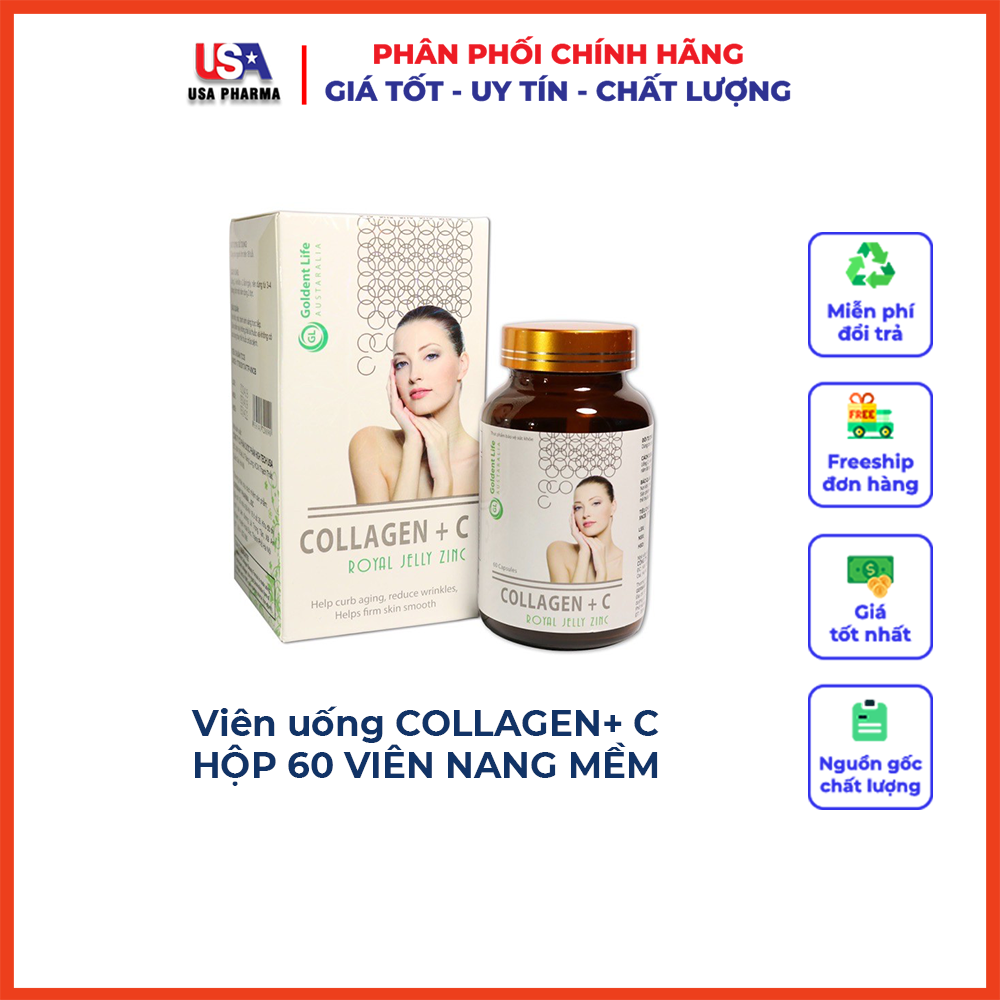 VIÊN UỐNG COLLAGEN  - BỔ SUNG COLLAGEN - GIÚP SÁNG DA ĐẸP DA - NGĂN NGỪA LÃO HÓA - NGUYÊN LIỆU NHẬP KHẨU MỸ - LỌ 60 VIÊN