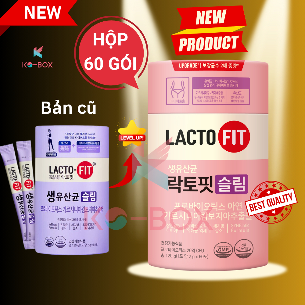 CHÍNH HÃNG Lacto Fit Slim màu tím hồng 60 gói Hỗ trợ giảm cân