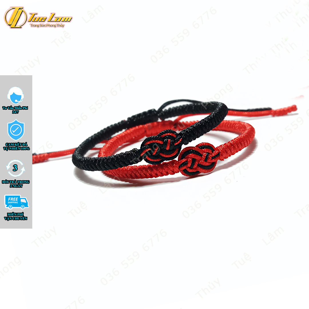 [Handmade] Vòng Tay Nữ Dây Chỉ Tây Tạng Bện Kiểu Vô Cực Tình Duyên May Mắn Giá Rẻ Đẹp - Tuệ Lâm