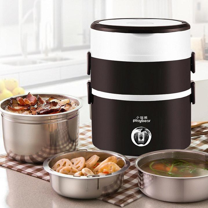 Hộp Cơm Cắm Điện 3 Tầng Ruột INOX Đa Chức Năng, hộp cơm cắm điện ,cặp lồng giữ nhiệt ,cặp lồng cắn điện ,cao cấp giữ nóng thức ăn liên tục, chất lượng đảm bảo, an toàn cho người sử dụng,rễ dàng vệ sinh BH12 THÁNG