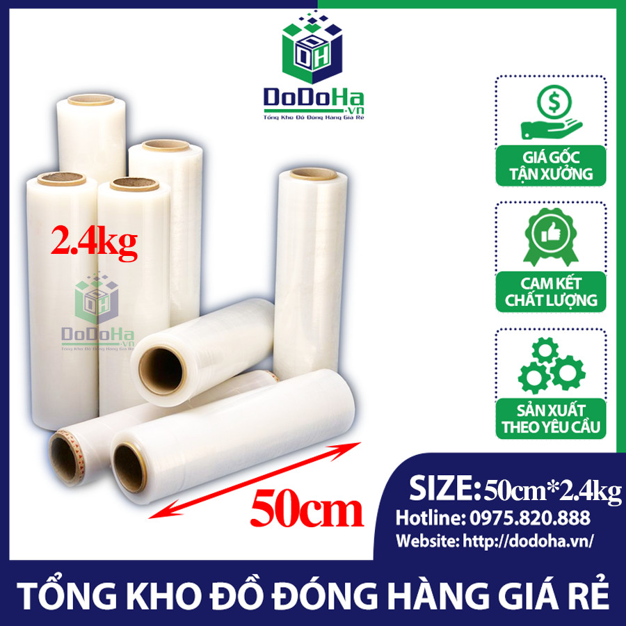 Cuộn màng pe bọc quấn hàng 50cm 2.4kg , màng bọc pe, màng chít, màng co, màng quấn pallet giá rẻ