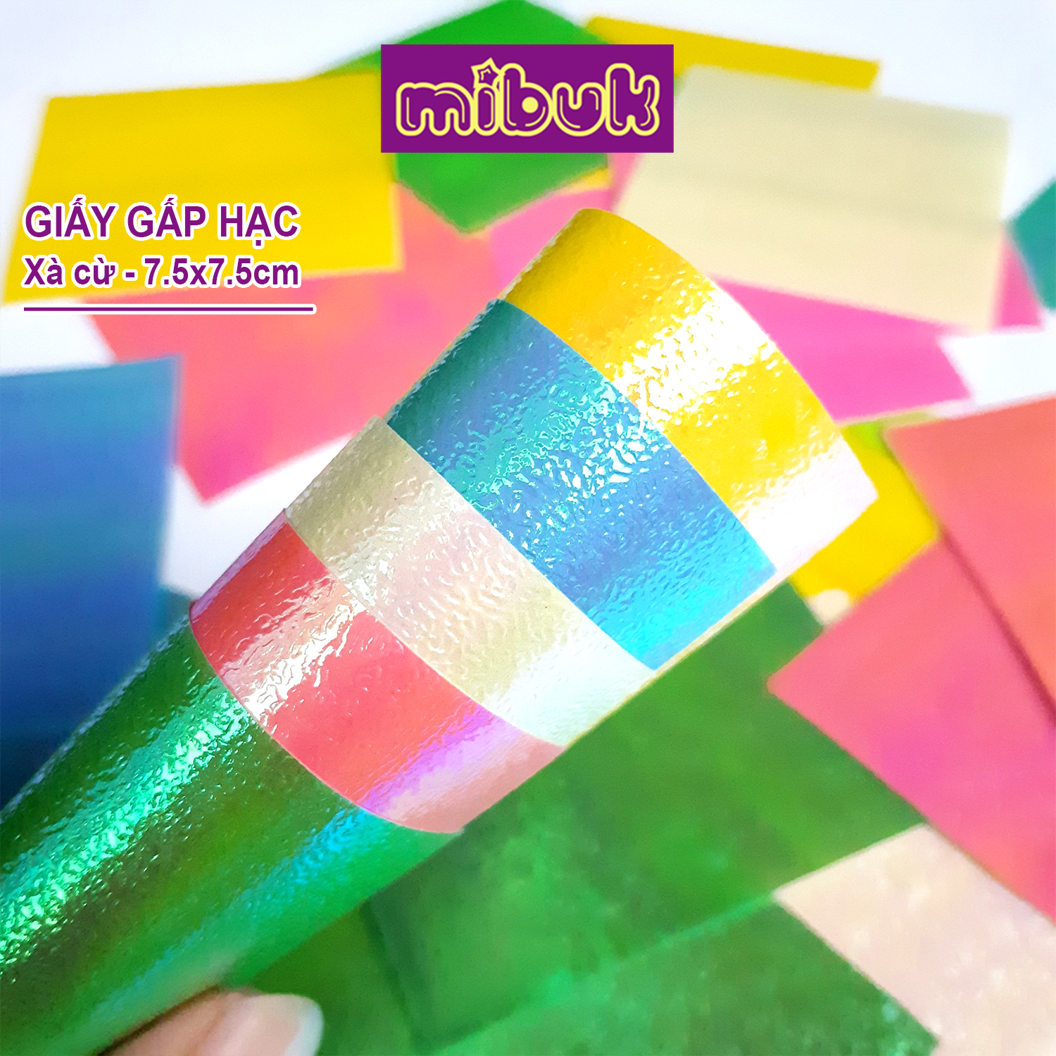 Giấy gấp hạc xà cừ 7.5x7.5 cm xấp 10 tờ giấy gấp origami