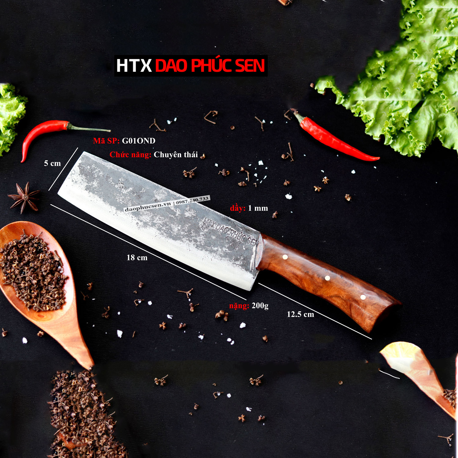 DAO PHÚC SEN DAO THÁI 18 cán ốp cẩm (G01OCD)