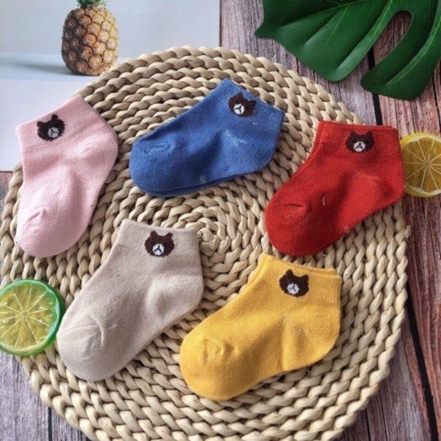 Vỉ 10 ĐÔI tất gấu cổ ngắn trẻ em (hàng vỉ loại 1)