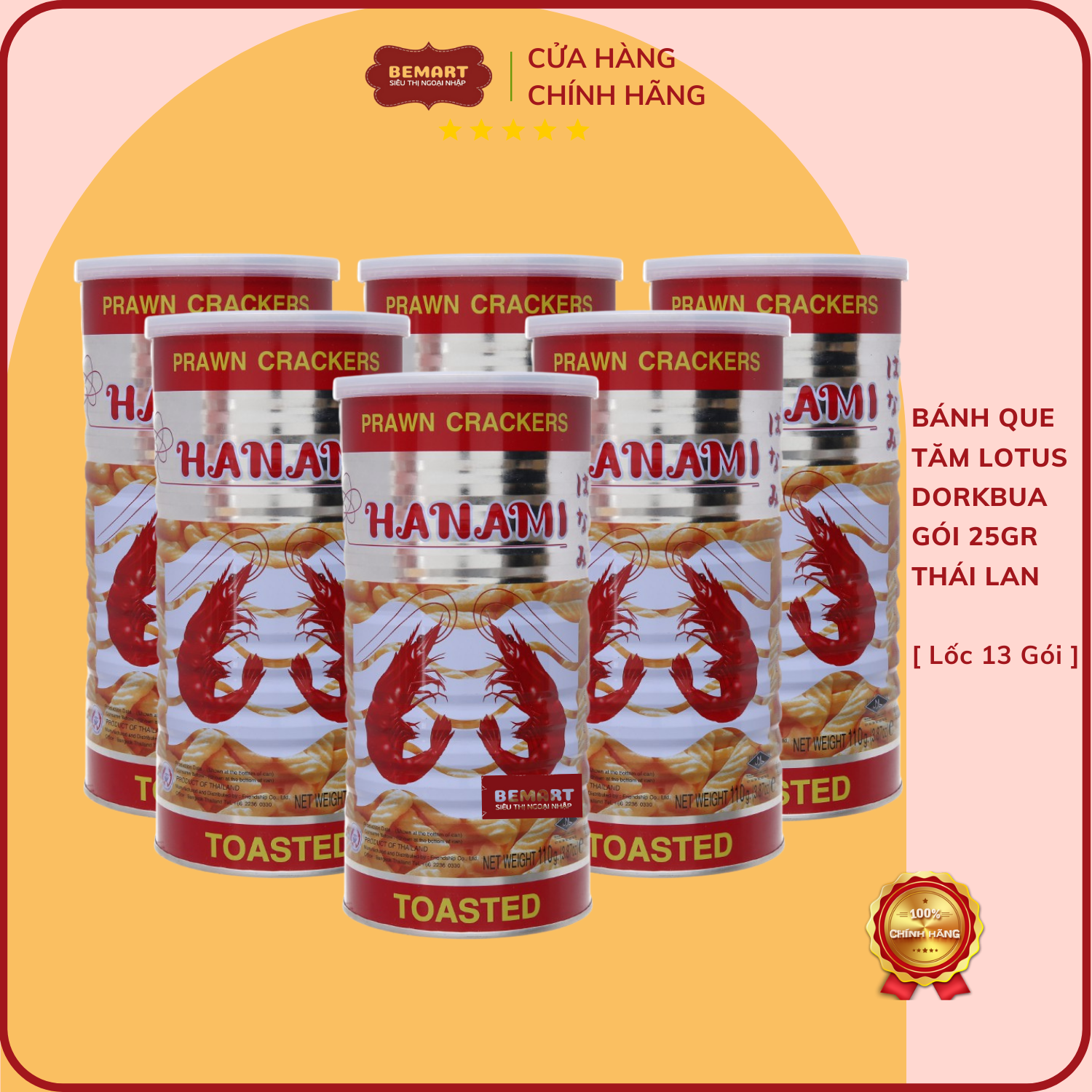 Snack tôm lon hanami thái lan