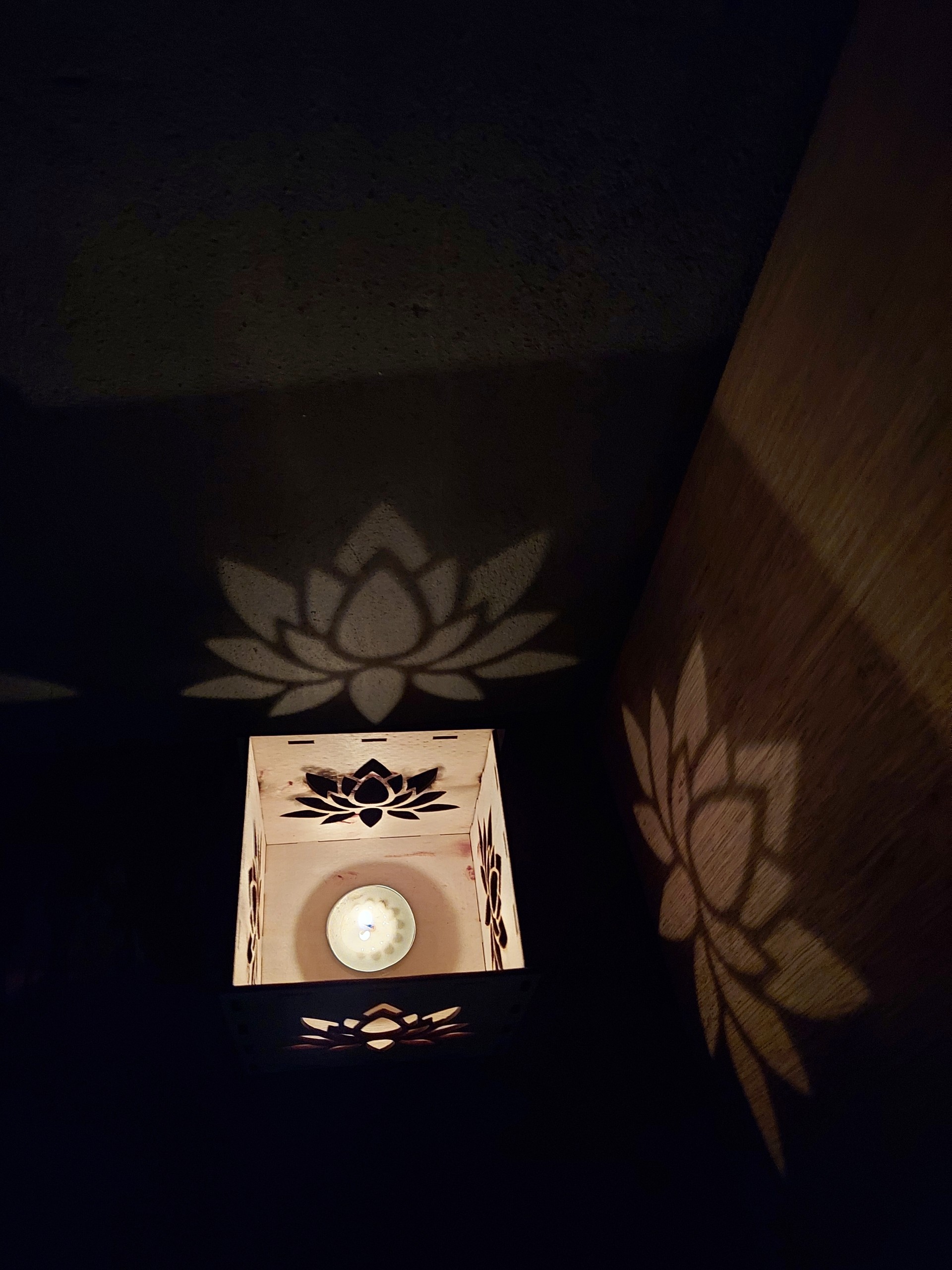 Hộp đèn gỗ hình bông hoa sen