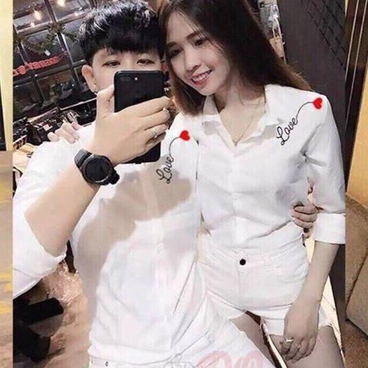ÁO SƠ MI CAP DÔI NAM NỮ LOVE TÍNH YÊU THANG HOA