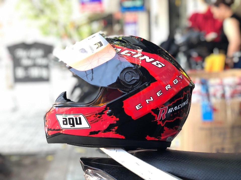 Mũ bảo hiểm fullface AGU tem racing đỏ
