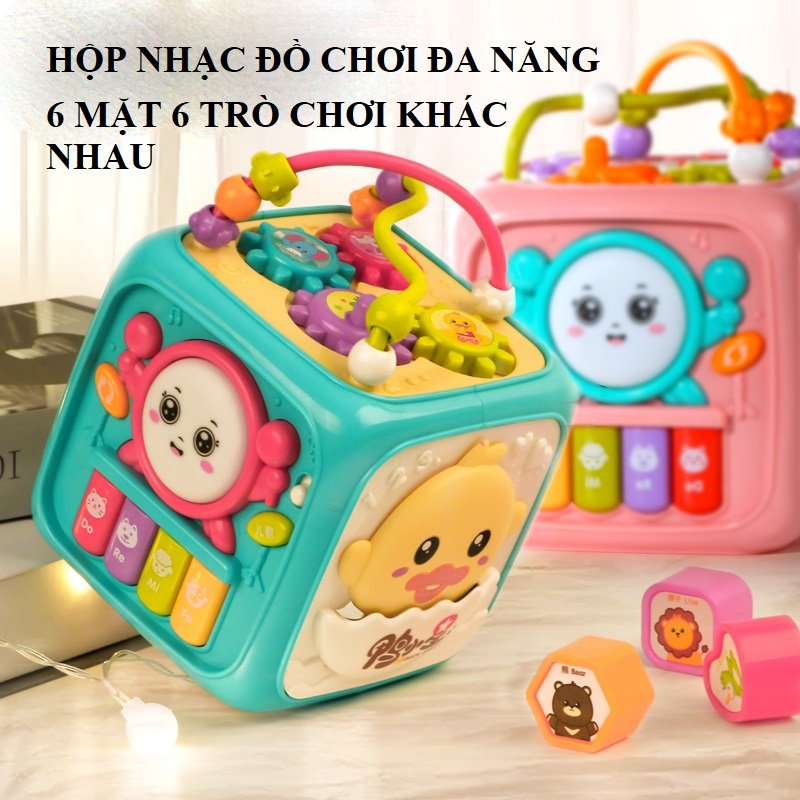 Hộp đồ chơi 6 mặt nhạc đa năng kếthợp nhiều trò chơi cho bé chơi hoài không chán