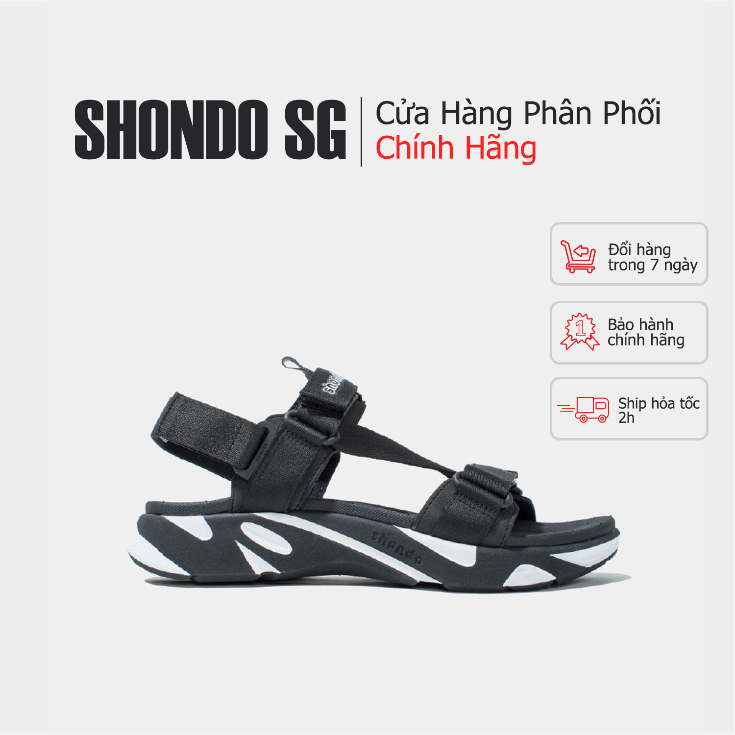 Chính hãng Giày Sandals F8 Shondo Đen Trắng F8M1011