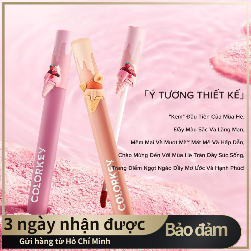 Colorkey son bóng dạng lỏng bền màu chống thấm nước dòng kem mùa hè colorkey 1.7g