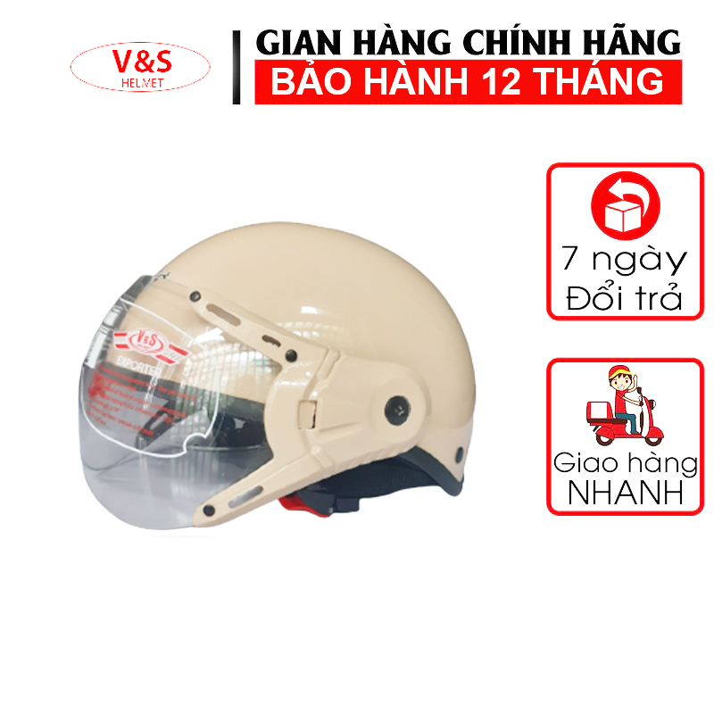 Mũ bảo hiểm nửa đầu có kính cao cấp chính hãng v&s