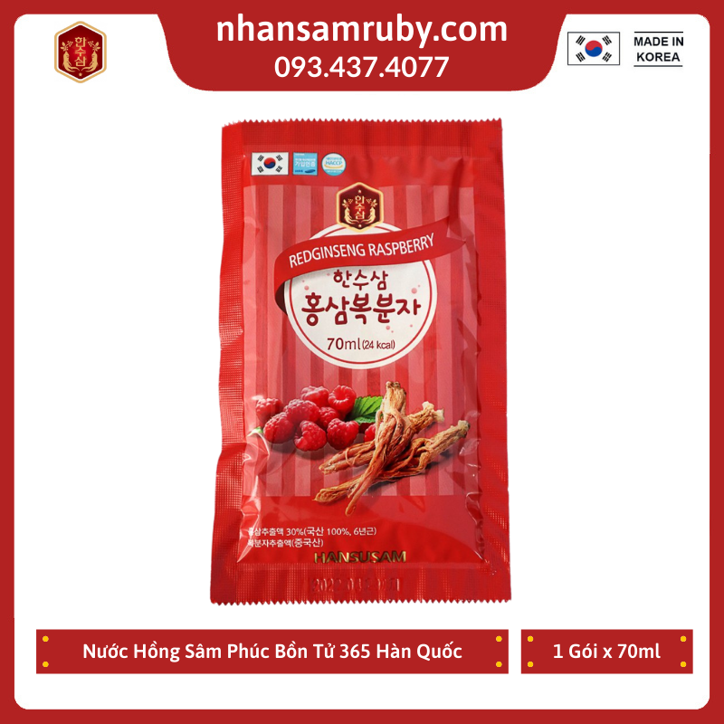 [HCM] 1 Gói Nước Hồng Sâm Phúc Bồn Tử 365 Hansusam Hàn Quốc 70ml