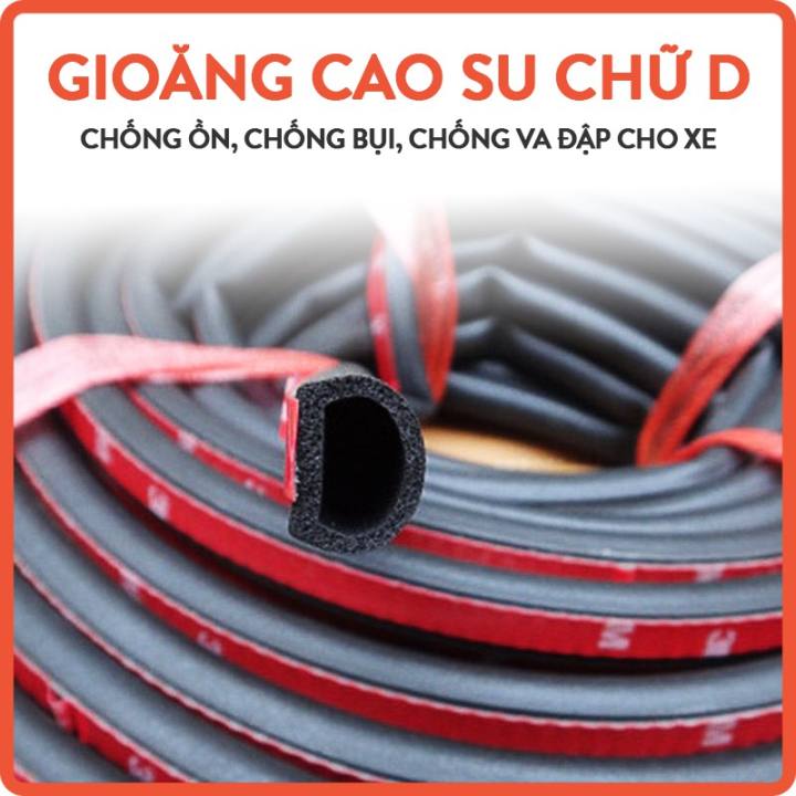 5 Mét Ron, Gioăng Cao Su Chữ D (loại to: 15*15mm) Dán Cửa Xe Hơi Ô Tô Chống Ồn, Giữ Nhiệt