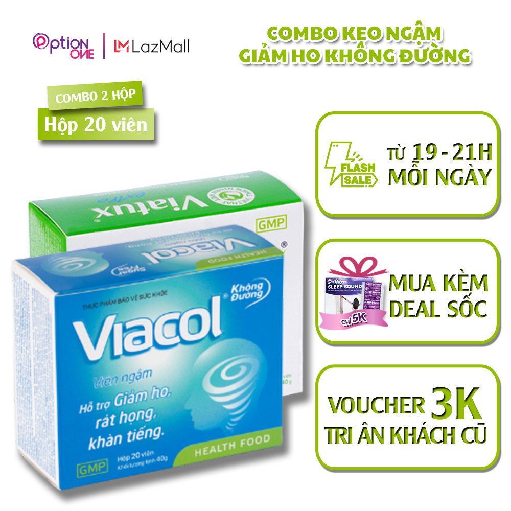 Combo 2 Hộp Kẹo Ngậm Không Đường Viacol Vietnat - Viatux Extra Vietnat Giảm Ho Đau Rát Họng 20 Viên