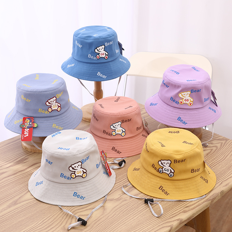 Mũ cho bé trai bé gái rộng vành hình gấu bucket 1-4 tuổi đáng yêu phụ kiện mũ nón