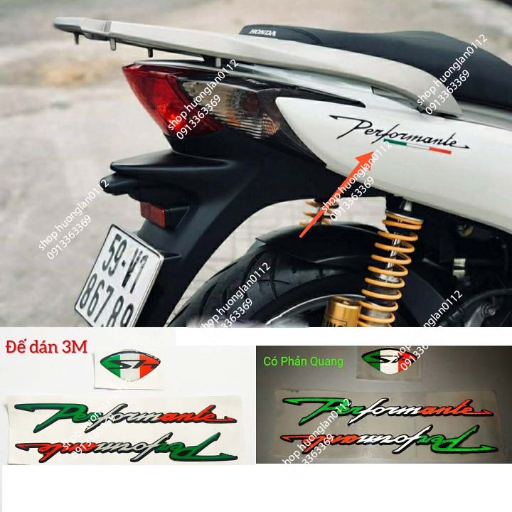 Tem logo xe máy SH Performante giá 1 bộ 2 chữ kí và logo