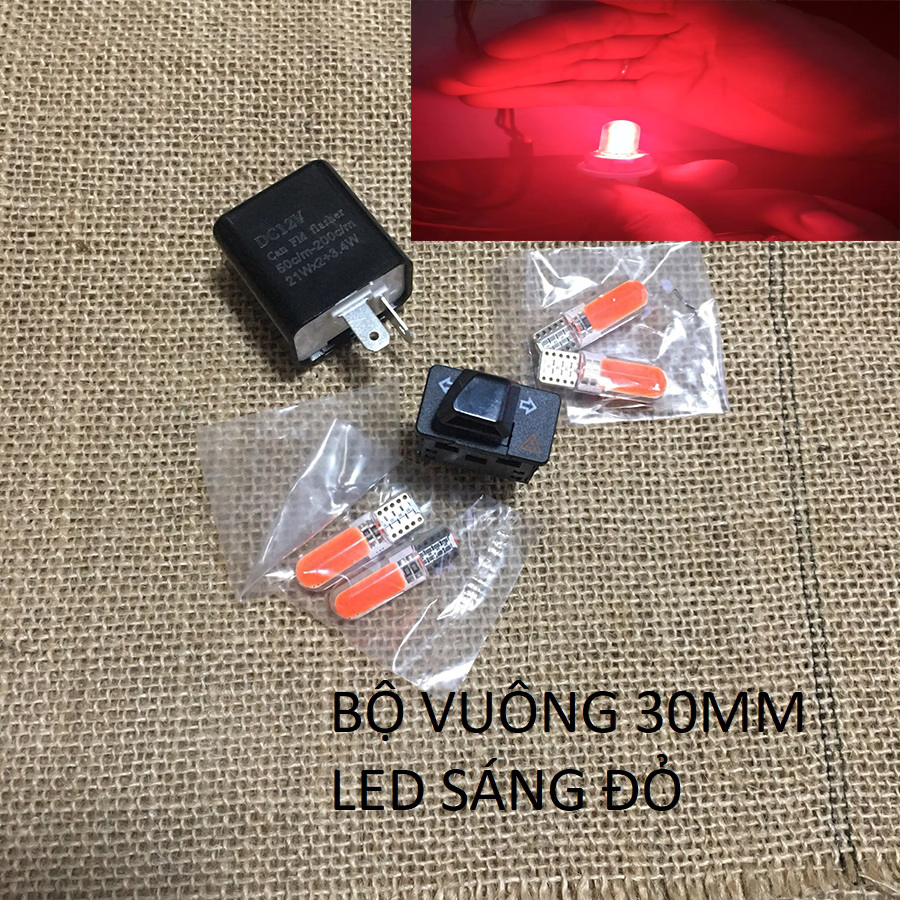 Trọn Bộ Công Tắc VUÔNG 30MM TÍCH HỢP HAZARD nháy 4 bóng xi nhan cho xe Honda - LED NHIỀU MÀU