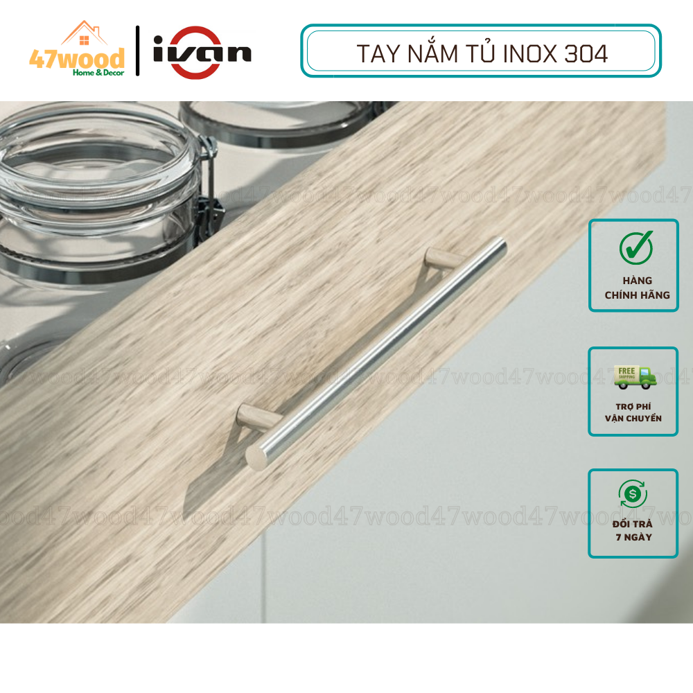 Tay nắm tủ kiểu đũa Inox 304 - Phụ kiên nội thất 47wood, tay nắm tủ ivan