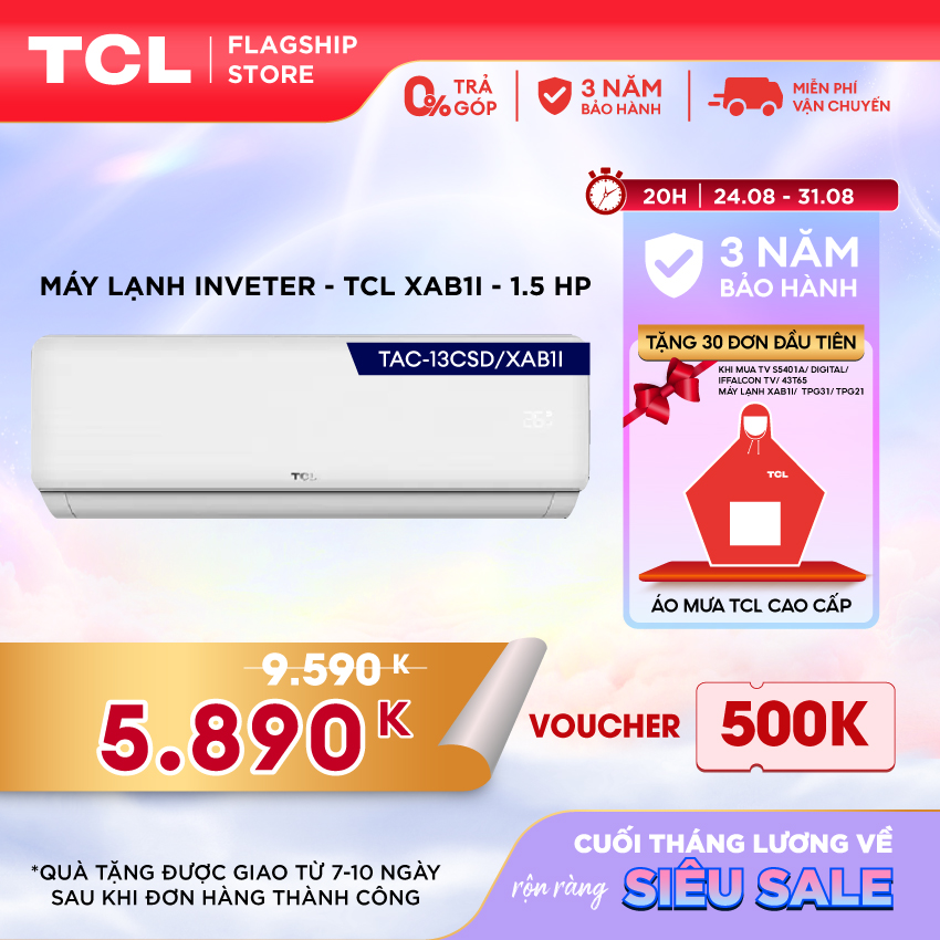 Máy lạnh tcl inverter 1.5 hp tac-13csd/xab1i - máy lạnh 1.5 ngựa - máy lạnh inverter - miễn phí giao hàng