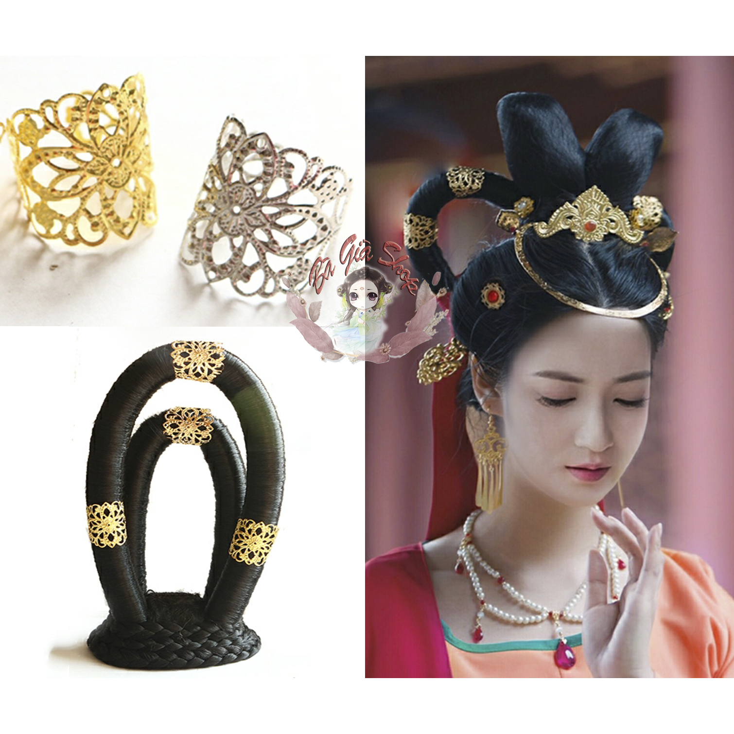 Trâm cài tóc cổ trang trâm bo tóc ống trang sức