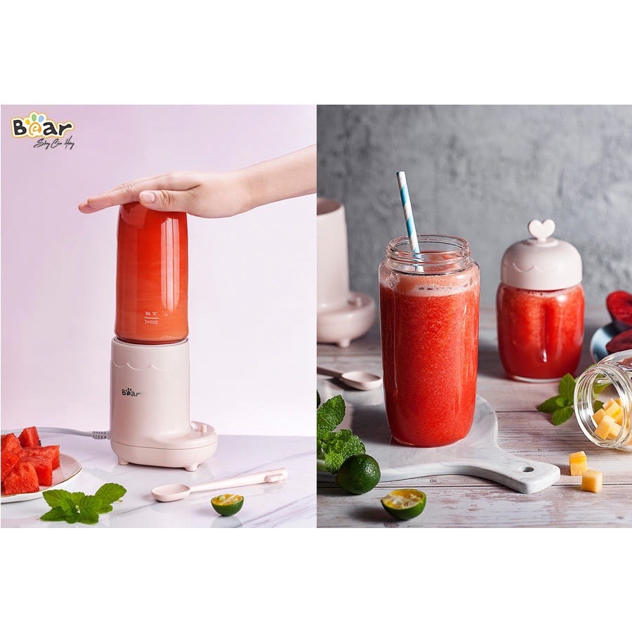 Máy xay đa năng BEAR 3 cối thủy tinh, máy xay 3 cối cho bé ăn dặm, Máy xay được cả hạt