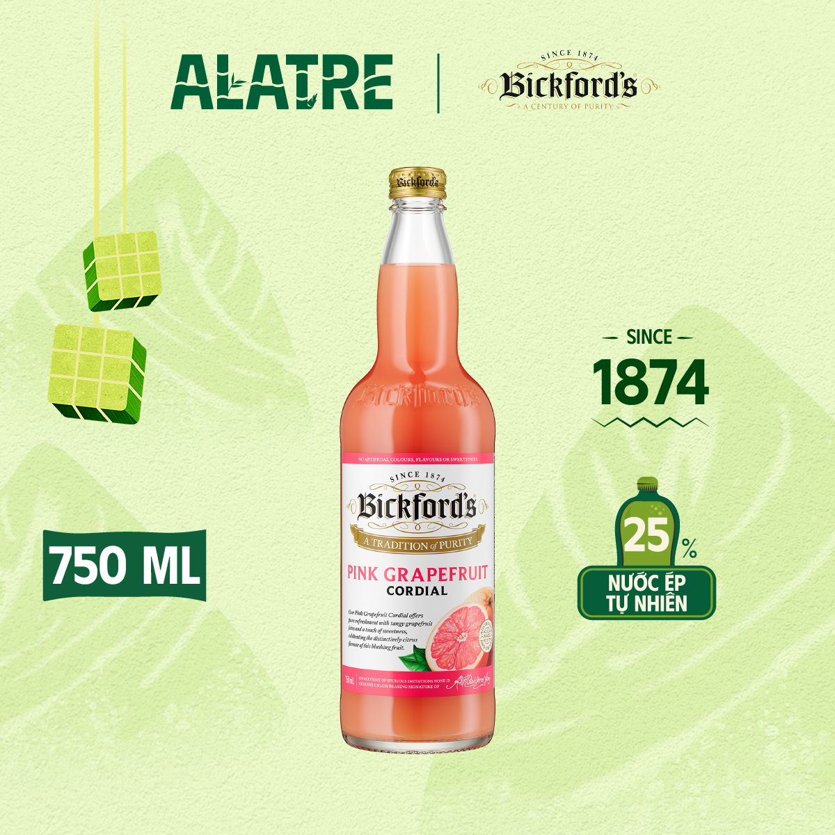 Siro bưởi hồng Bickford's chai 750ml