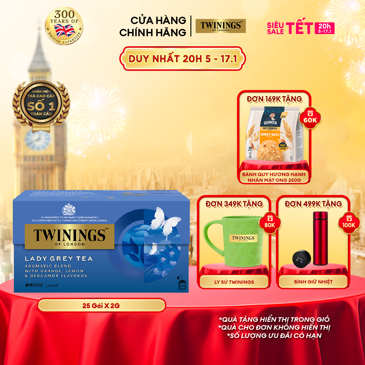 Trà Túi Lọc Twinings Lady Grey 25 gói x 2g