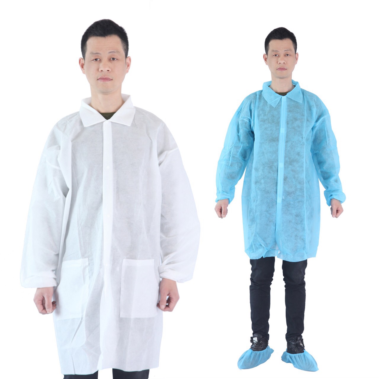 Áo choàng dùng một lần vải không dệt màu trắng
